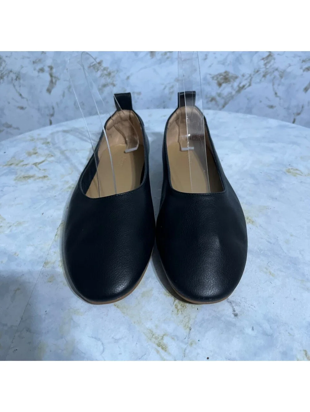 Quince Women's Size 5.5 Shoes Black Leather Slip On Comfort Ballet Career Flats
